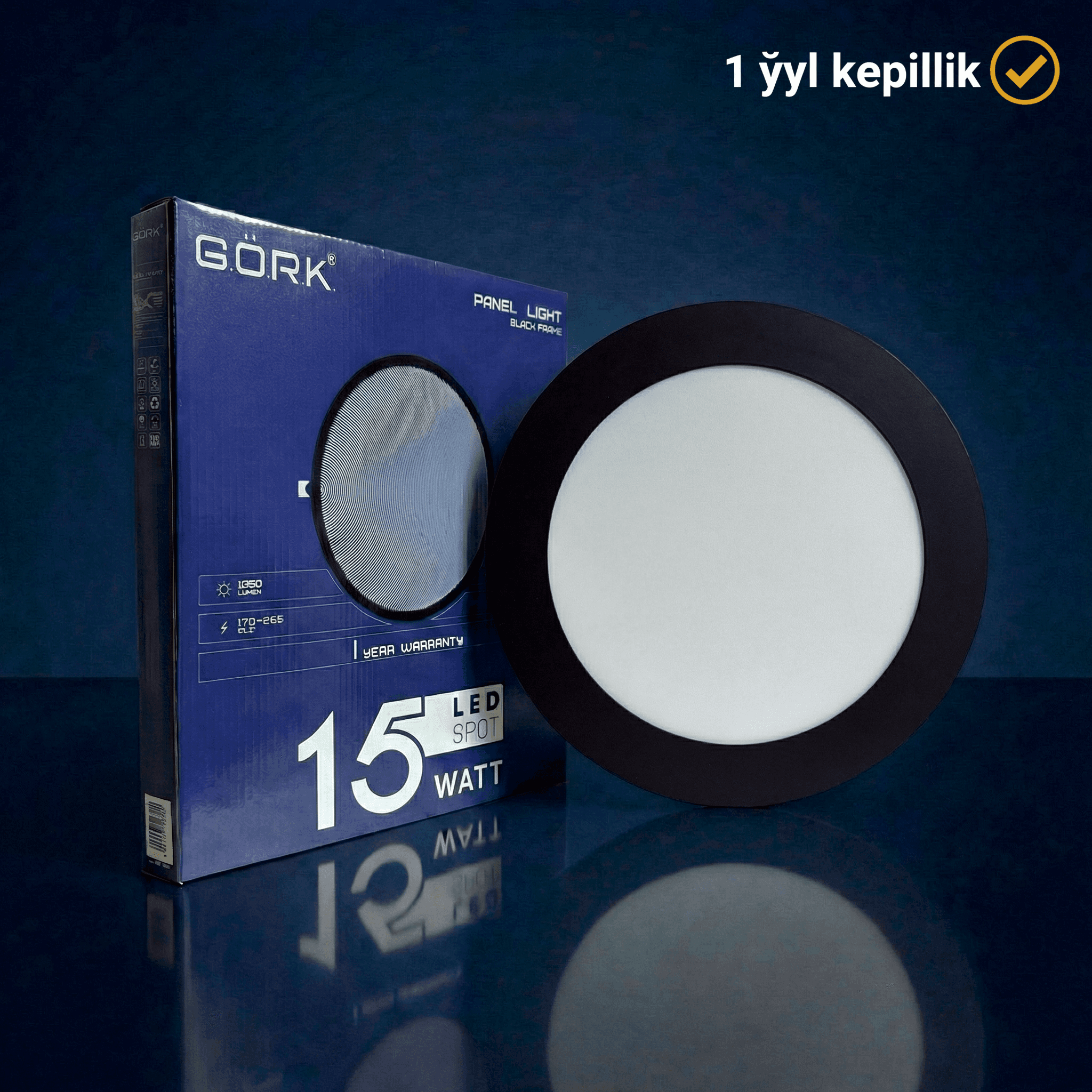 Lampa G.Ö.R.K. 15w_Panel light_Round_6500k (blaсk frame)
