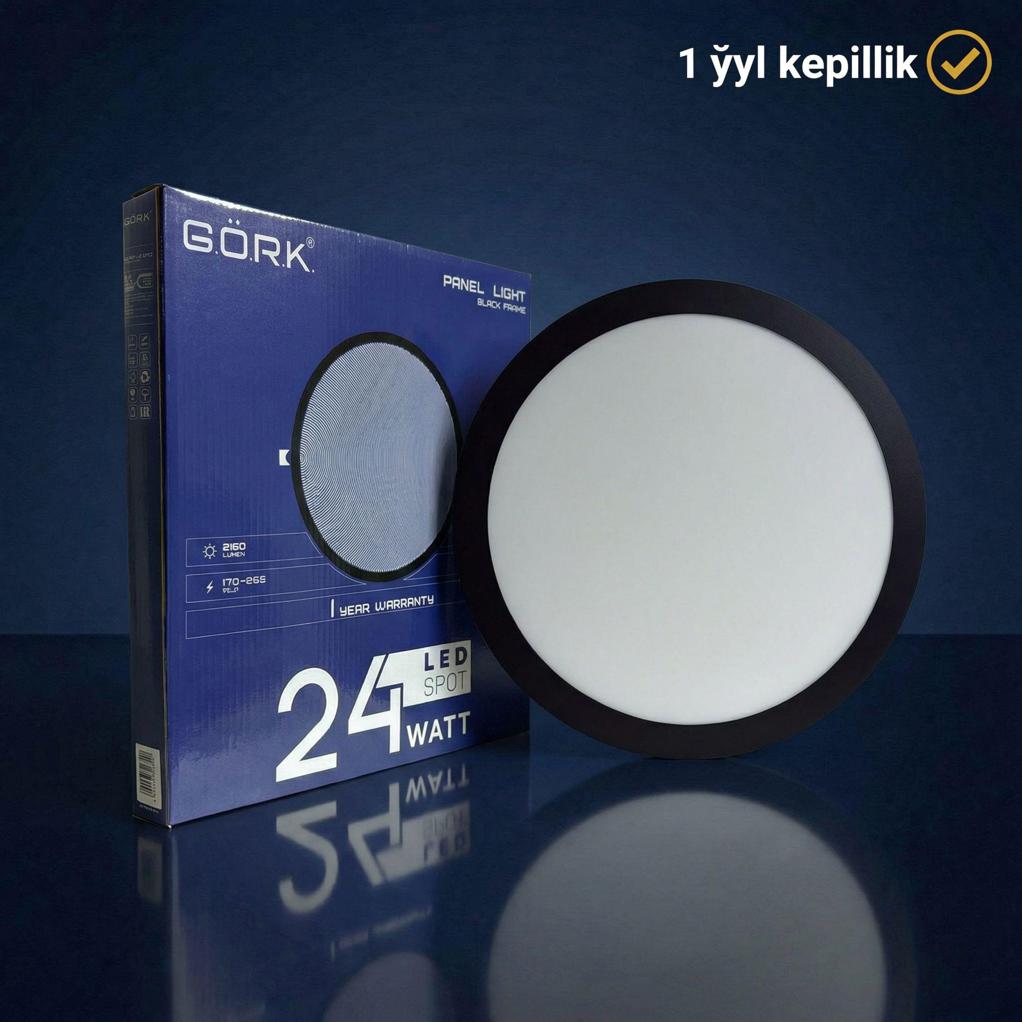 Lampa G.Ö.R.K. 24w_Panel light_Round_6500k (blaсk frame)