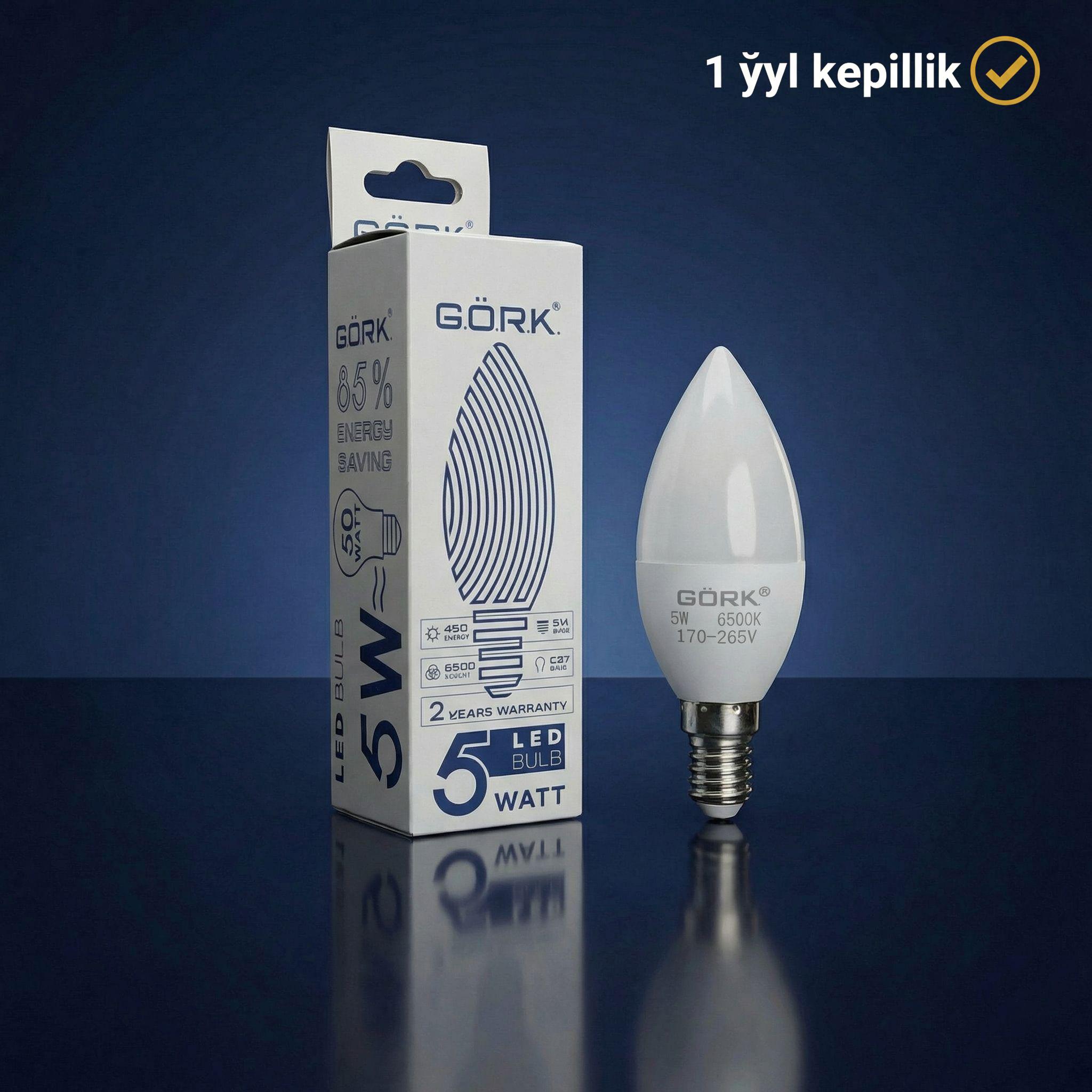 Lampa G.Ö.R.K. 5w_c37_e14_6500k