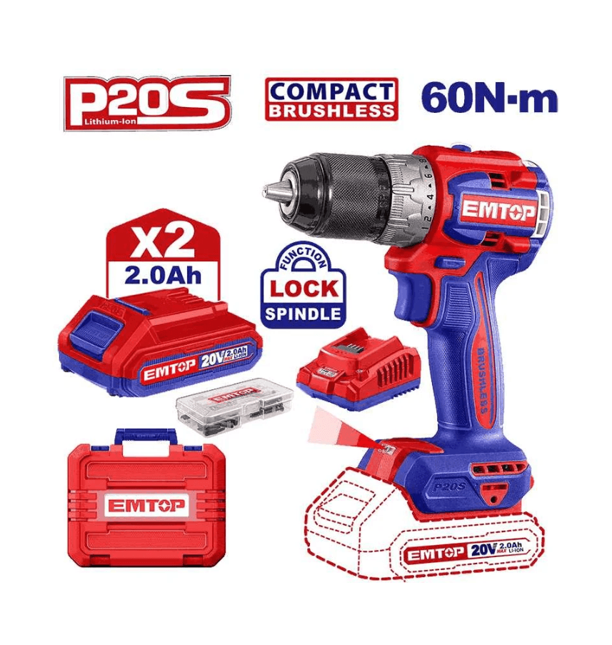 Ykjam çotgasyz akkuumulýatorly drel-şurupowert EMTOP ECDL20602