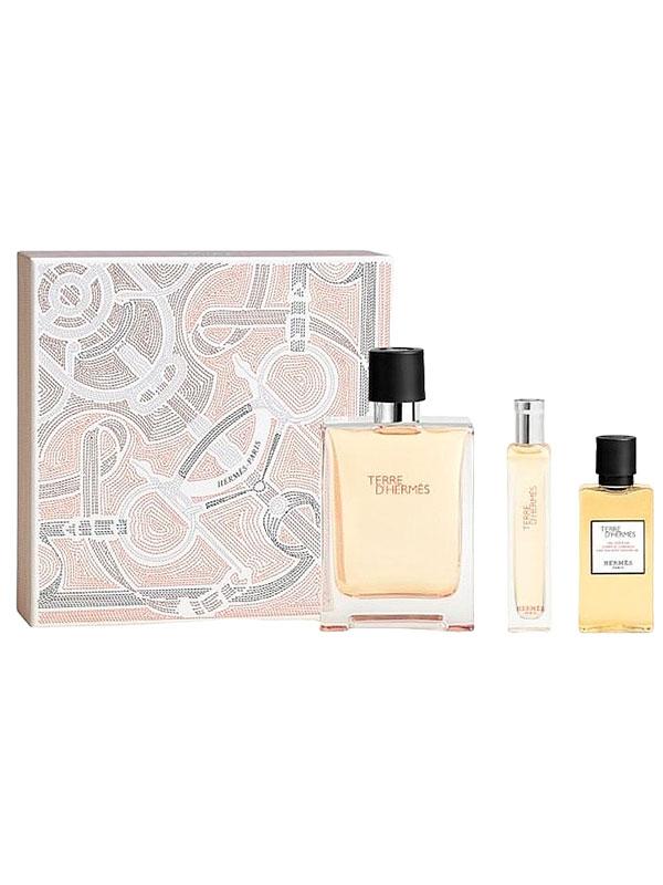 Sowgatlyk toplumy, parfýum HERMES TERRE D'HERMES (M) SET PARFUM 75 ml + PARFUM 15 ml + HAIR&BODY SHOWER GEL 40 ml FR
