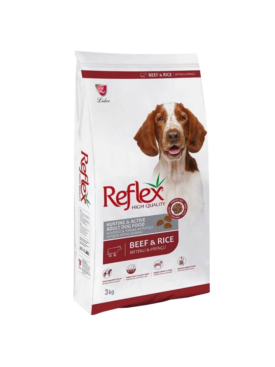 Aw itleri we işjeň uly itler üçin iýmit Reflex - Sygyr eti we tüwi 3 kg